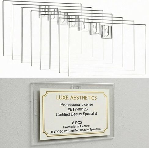 Amyhill 4 Pcs Clear Acrylic Business License Frame for Wall Cosmetology License Frame 8.5 x 5.5 x 0.2 Inches with Hanging Buckle Acrylic Display Certificate Holder for Salon Spa Office Business in Saudi Arabia