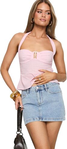 Princess Polly Women's Nickei Denim Mini Skirt Light Wash Lower in Kuwait