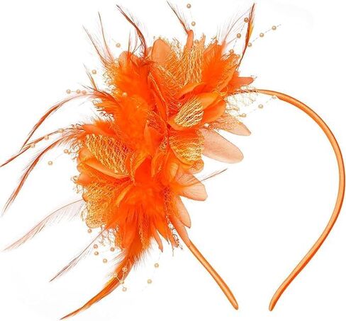 HIWIND Fascinators Hat Women Tea Party Headband Feather Pearl Flower Headband for Wedding Cocktail in Saudi Arabia
