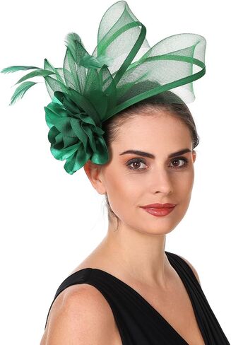 SAFERIN Fascinators Hat Flower Mesh Ribbons Feathers on a Headband and a Clip Tea Party Headwear for Girls and Women in Saudi Arabia