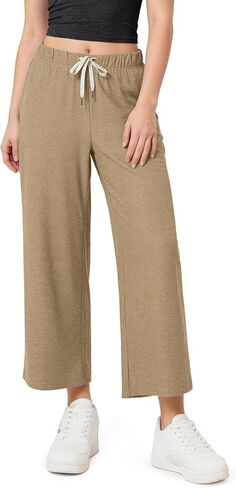 ODODOS Women's Straight Leg Cropped Pants - Ultra Soft odSTRATUM Tech Relaxed Pajama Lounge Capris with Pockets, 22" Inseam in Kuwait