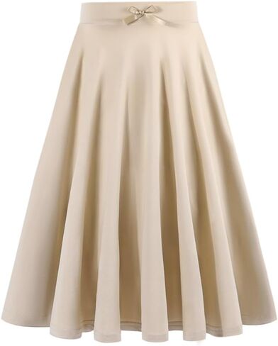7-14Y Girls Casual Midi Skirt A-Line Flowy Swing Skirt with Bow Elastic Waist for Kids in Saudi Arabia