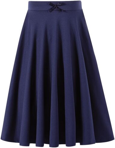 7-14Y Girls Casual Midi Skirt A-Line Flowy Swing Skirt with Bow Elastic Waist for Kids in Saudi Arabia