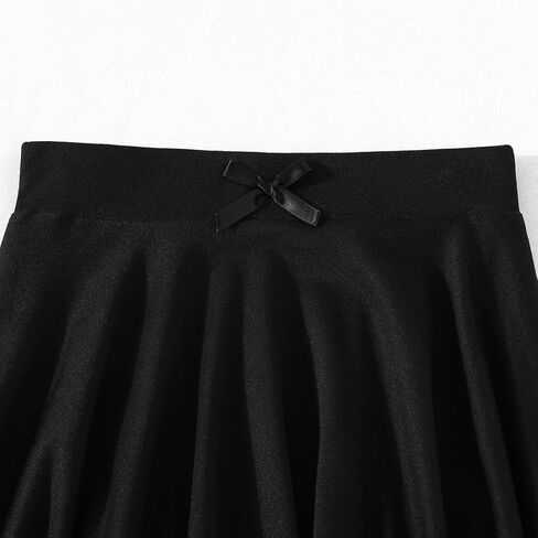 7-14Y Girls Casual Midi Skirt A-Line Flowy Swing Skirt with Bow Elastic Waist for Kids in Saudi Arabia