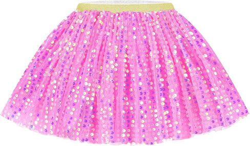 Domusgo Tutu for Girls Toddler Sequin Skirt Pink Blue Rainbow Purple Sparkly Kids Ballet Dance Dress Outfit 2-8 Years in Saudi Arabia