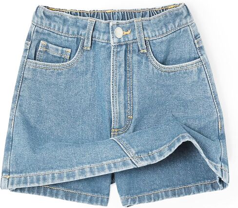 YesFashion Girls Denim Skorts Casual Mini Jean Skirt Front Jean Shorts Back Stretch High Waist Jean Skirt for Kids in Kuwait
