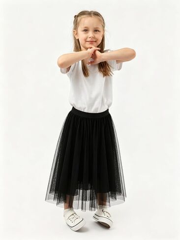 Jastore Girls Tulle Skirts A-line Mesh Skirt Long Tutu Skirts Dress Elastic Waist Tutu Skirt for Toddler Girls in Kuwait