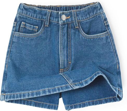 YesFashion Girls Denim Skorts Casual Mini Jean Skirt Front Jean Shorts Back Stretch High Waist Jean Skirt for Kids in Kuwait