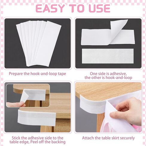Hahafelt Pink 9 ft Checkered Table Skirt Teacher Desk Skirts Fabric Table Cover Skirt for Classroom Dorm Office Kidney Shaped Desk Rectangle Tables Decorations in Kuwait