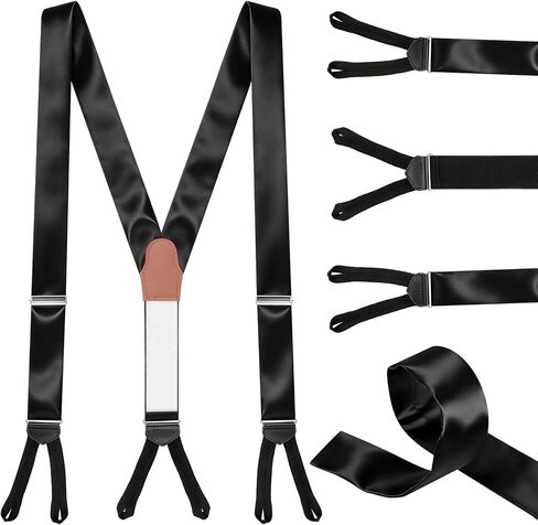 Twistover Silk Formal Tuxedo Suspenders for Men Y-Back Interlocked Silk Braces Formal Button End Braces for Tuxedo Pants in Saudi Arabia