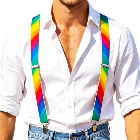 Zoestar Rainbow Suspenders Pride Suspender Colorful Costume Accessories for Men and Women in Kuwait