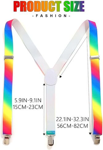 Zoestar Rainbow Suspenders Pride Suspender Colorful Costume Accessories for Men and Women in Kuwait