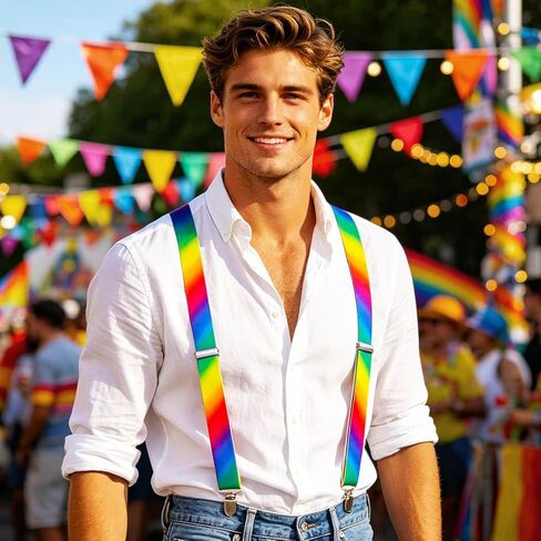 Zoestar Rainbow Suspenders Pride Suspender Colorful Costume Accessories for Men and Women in Kuwait