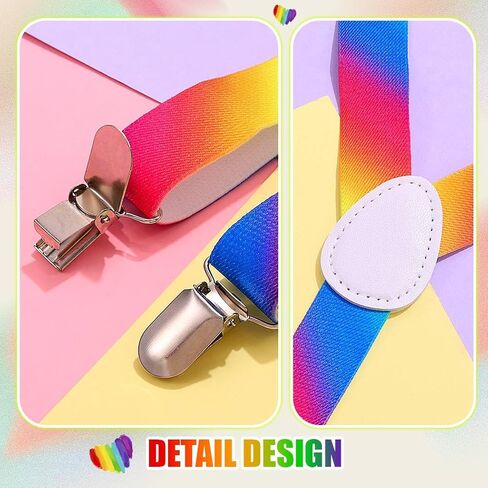 Zoestar Rainbow Suspenders Pride Suspender Colorful Costume Accessories for Men and Women in Kuwait