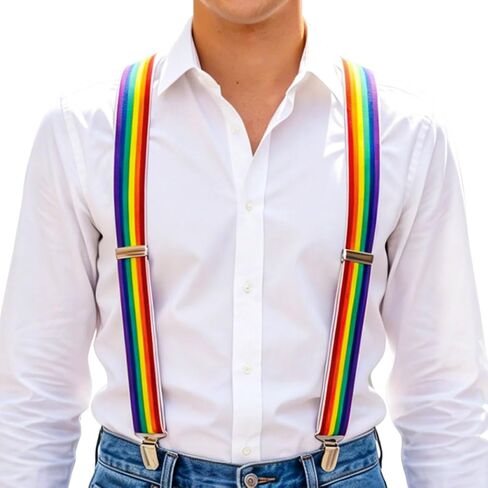 Zoestar Rainbow Suspenders Pride Suspender Colorful Costume Accessories for Men and Women in Kuwait
