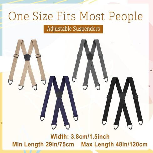 4 Pcs X Back Hidden Suspenders for Men, Heavy Duty Work Suspenders Under Clothing Invisible Belt for Jeans Pants in Kuwait