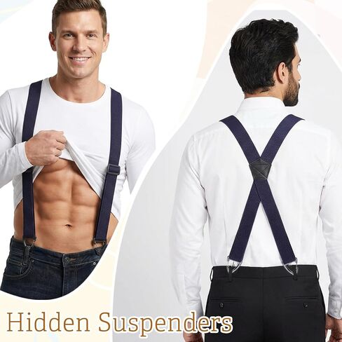 4 Pcs X Back Hidden Suspenders for Men, Heavy Duty Work Suspenders Under Clothing Invisible Belt for Jeans Pants in Kuwait