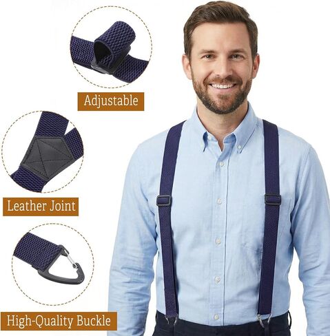 4 Pcs X Back Hidden Suspenders for Men, Heavy Duty Work Suspenders Under Clothing Invisible Belt for Jeans Pants in Kuwait
