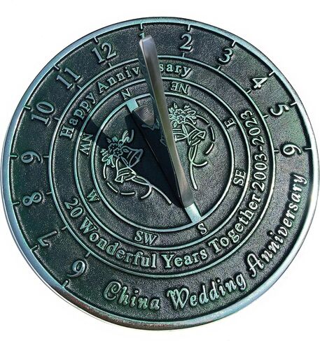 NauticalMart 20th Anniversary Sundial Gift – China Wedding for Couples, Husband & Wife, Parents & Friends in Kuwait