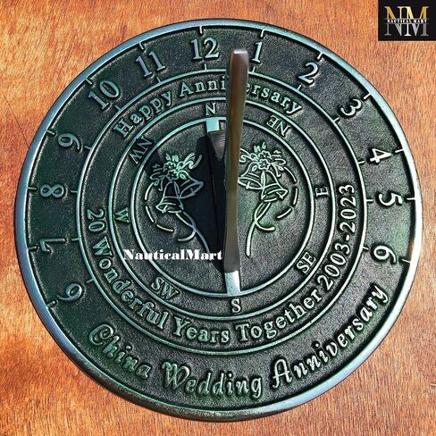 NauticalMart 20th Anniversary Sundial Gift – China Wedding for Couples, Husband & Wife, Parents & Friends in Kuwait