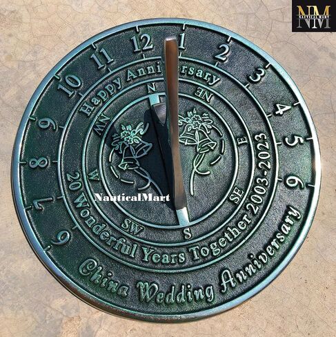 NauticalMart 20th Anniversary Sundial Gift – China Wedding for Couples, Husband & Wife, Parents & Friends in Kuwait