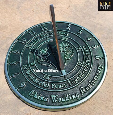 NauticalMart 20th Anniversary Sundial Gift – China Wedding for Couples, Husband & Wife, Parents & Friends in Kuwait