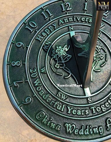 NauticalMart 20th Anniversary Sundial Gift – China Wedding for Couples, Husband & Wife, Parents & Friends in Kuwait