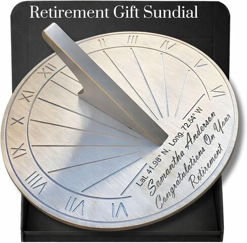 Retiremement Gift Sundial Custom Engraved - Unqiue for Your Location Retiremement Gift for Men or Women - 65th Birthday Celebration Gift - Gift for Collegue, Friend or Family (8 inch) in Saudi Arabia