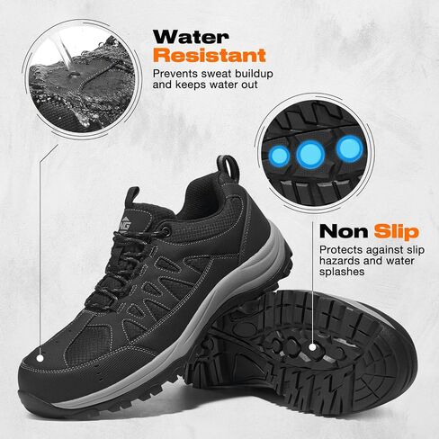 NINGO Steel Toe Shoes for Men, Slip and Water Resistant Safety Shoes, Comfortable Breathable and Lightweight Design, Indestructible Mens Work Sneakers for Construction,Industrial and Warehouse in Kuwait