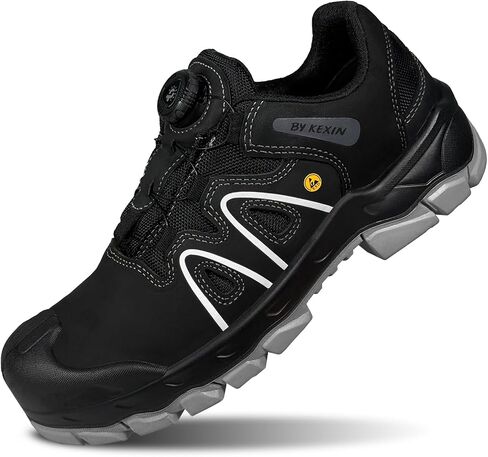 Composite Toe Shoes ESD Certified - Durable Quick Lace ESD Safety Shoes for Men, Top Grain Nubuck Leather Water Resistant, Breathable, Static Proof, Puncture-Resistant, Oil & Slip Resistant in Saudi Arabia