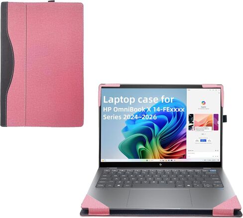 Laptop Cover Case for HP OmniBook X Laptop 14 2024 14" [not Compatible with Any Other Model] 2-in-1 PU Leather Detachable Notebook Sleeve Computer Bag Protective (Wine red) in Saudi Arabia