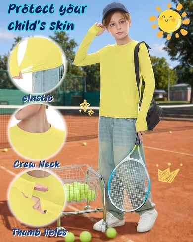 3 Pack Boys Rash Guard Swim Shirts 5-14Y Long Sleeve UV Protection UPF 50+ Quick Dry Thumb Hole Beach Water Shirts in Kuwait