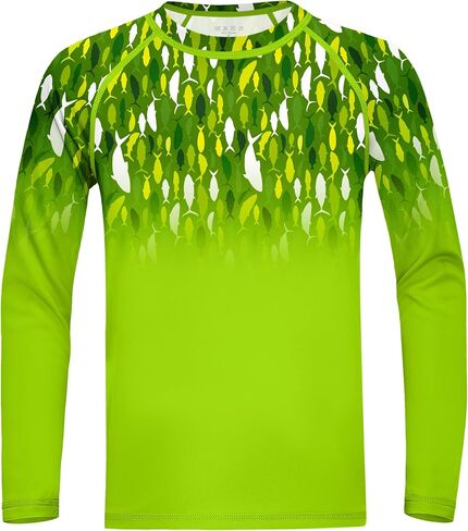 Boys Swim Shirt Long Sleeve, UPF 50+ UV Sun Protection Rash Guard, SPF Youth Kids Fishing Shirts for Beach Water in Kuwait