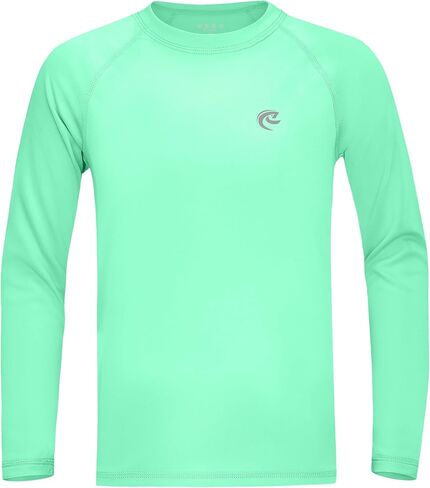 Boys Swim Shirt Long Sleeve, UPF 50+ UV Sun Protection Rash Guard, SPF Youth Kids Fishing Shirts for Beach Water in Kuwait