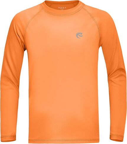 Boys Swim Shirt Long Sleeve, UPF 50+ UV Sun Protection Rash Guard, SPF Youth Kids Fishing Shirts for Beach Water in Kuwait