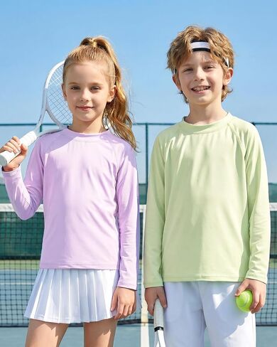 JiAmy 2 Pack Boys Girls Swim Shirt Long Sleeve Rash Guard UPF+ 50 Sun Protection Swimsuit Top Quick Dry Swimwear 3-12Y in Kuwait