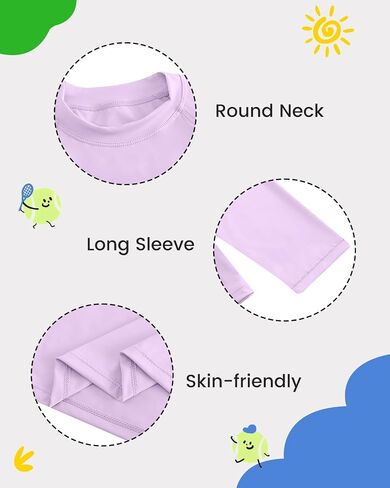 JiAmy 2 Pack Boys Girls Swim Shirt Long Sleeve Rash Guard UPF+ 50 Sun Protection Swimsuit Top Quick Dry Swimwear 3-12Y in Kuwait