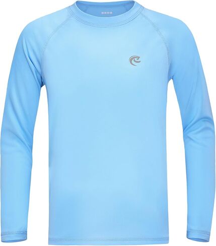 Boys Swim Shirt Long Sleeve, UPF 50+ UV Sun Protection Rash Guard, SPF Youth Kids Fishing Shirts for Beach Water in Kuwait