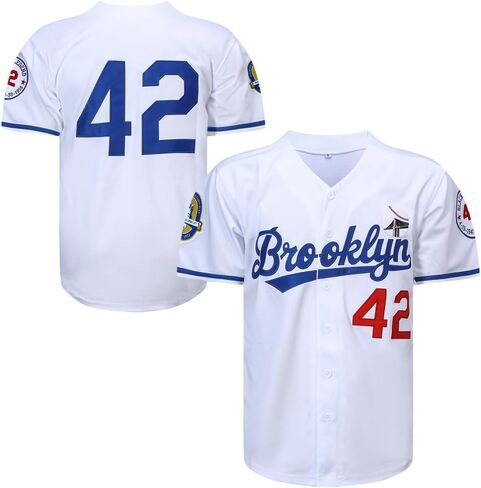 Men's Black Legend Baseball Jerseys #42 Stitched Hip Hop Button Down Sports Shirts in Kuwait