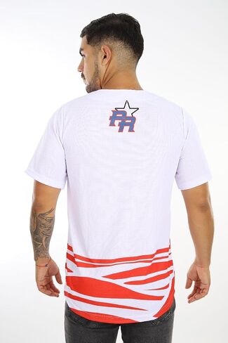 Puerto Rico Baseball Jersey for Men, White Blue/Red Button Down Short Sleeve Sports Shirt, Lightweight (US, Alpha, XX-Large, RED OLAS) in Saudi Arabia