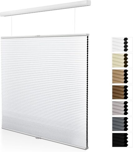Cordless Top Down Bottom Up Cellular Shades Blackout Honeycomb Blinds for Windows, Thermal Insulated Single Cell Shades (White) in Saudi Arabia