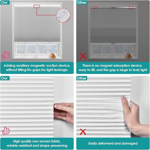 Cordless Top Down Bottom Up Cellular Shades Blackout Honeycomb Blinds for Windows, Thermal Insulated Single Cell Shades (White) in Saudi Arabia