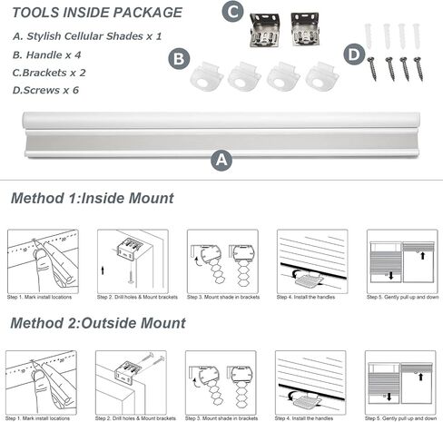 Cordless Top Down Bottom Up Cellular Shades Blackout Honeycomb Blinds for Windows, Thermal Insulated Single Cell Shades (White) in Saudi Arabia