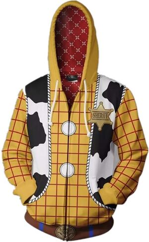 Woody Costume Adult Buzz Astronaut Ranger 3D Printed Anime Cartoon Cowboy Jacket Zipper sweatshirt halloween Cosplay in Kuwait