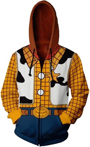 Woody Costume Adult Buzz Astronaut Ranger 3D Printed Anime Cartoon Cowboy Jacket Zipper sweatshirt halloween Cosplay in Kuwait