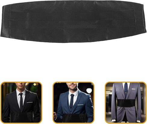 Abaodam Men’S Black Tuxedo Cummerbund Formal Waistband Solid Color Corset Suit Accessory for Evening and Wedding Events in Kuwait