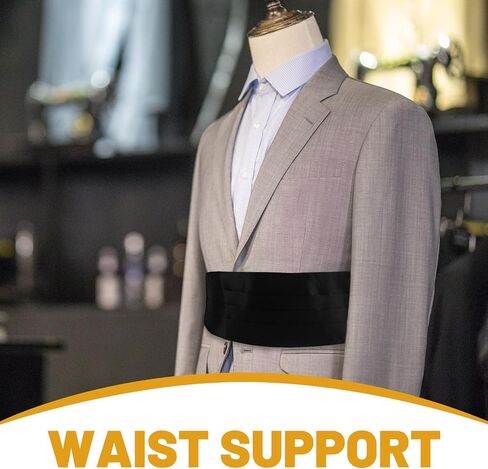 Abaodam Men’S Black Tuxedo Cummerbund Formal Waistband Solid Color Corset Suit Accessory for Evening and Wedding Events in Kuwait
