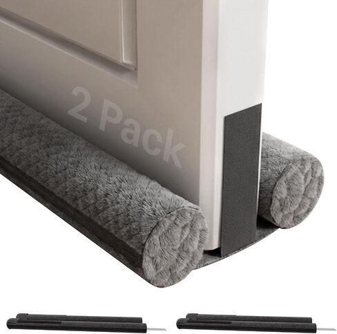 Shouken 2 Pack Premium Velvet Under Door Draft Stopper, 30'' to 36'' Adjustable Gap Filler, Double-Sided Windproof Seal, Easy Install to Block Noise, Cold Air, Light, Dust, and Drafts in Saudi Arabia