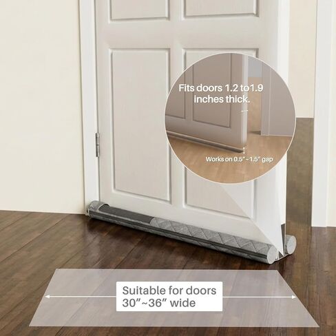 Shouken 2 Pack Premium Velvet Under Door Draft Stopper, 30'' to 36'' Adjustable Gap Filler, Double-Sided Windproof Seal, Easy Install to Block Noise, Cold Air, Light, Dust, and Drafts in Saudi Arabia