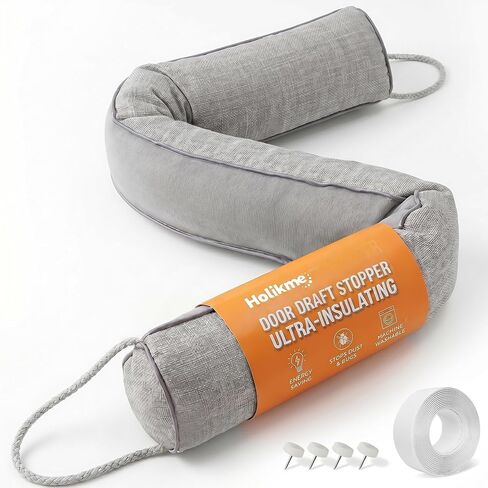 Holikme Weighted Door Draft Stopper 32 inch, Sweep Weather Stripping Seal Noise, Cold Air Blocker, Soundproofing, Warmth Sealer, Reinforced and Durable,Gray in Kuwait